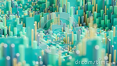 Techno high-tech background, geometry, cube, abstraction. 3d illustration, 3d rendering Cartoon Illustration