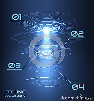 Techno hologram HUD UI vector background. Vector eps10. Vector Illustration