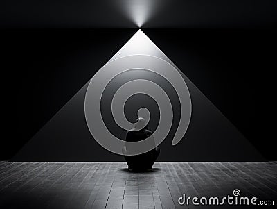 techno-monk meditating in a futuristic dark temple Stock Photo