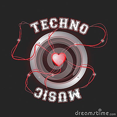 Techno music poster red Stock Photo