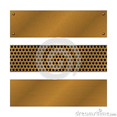 Techno vector banners. Brushed Brass, copper latticed surface template. Abstract industrial illustration for web Vector Illustration