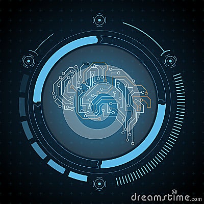 Technologic background with circuit brain Vector Illustration