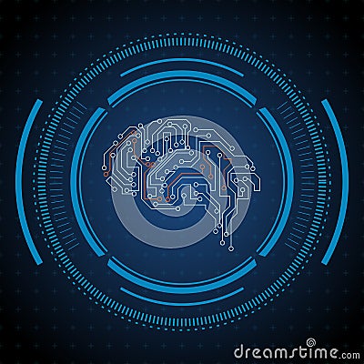 Technologic background with circuit brain Vector Illustration