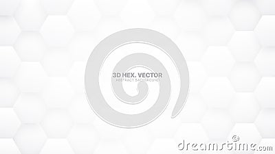 Technologic 3D Vector Hexagons White Abstract Background Vector Illustration