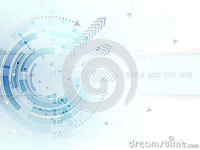 Technological abstract background with circle, arrows and stripe for text Vector Illustration