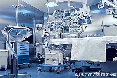 Technological advanced equipment in clinical operating room Stock Photo