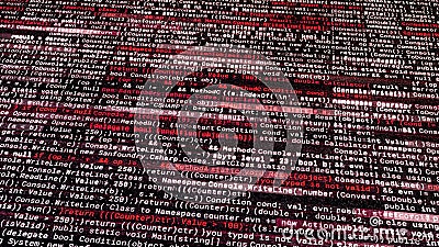Technological background with endless rows of computer programing code, seamless loop. Animation. Beautiful monitor with Stock Photo