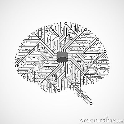 Technological brains. Circuit board. Vector Illustration