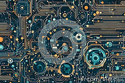 Technological circuit element background. Generative AI Stock Photo
