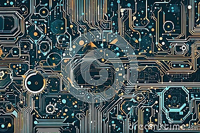 Technological circuit element background. Generative AI Stock Photo