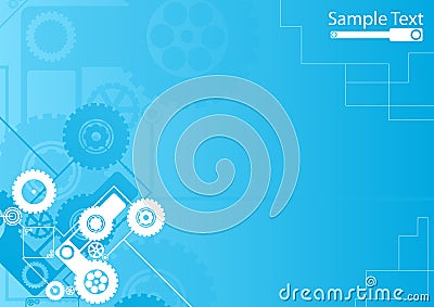 Technological clockwork blue background Vector Illustration