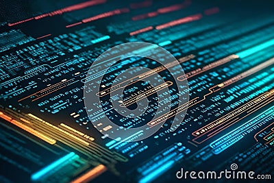 Technological computer codes element abstract background. Generative AI Stock Photo