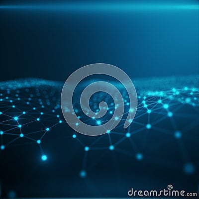 Technological connection in cloud computer, blue dot network, abstract background, Concept of Network Representing Stock Photo