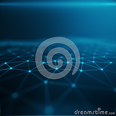 Technological connection in cloud computer, blue dot network, abstract background, Concept of Network Representing Stock Photo