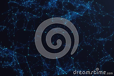 Technological connection futuristic shape, blue dot network, abstract background, blue background, Concept of Network Stock Photo