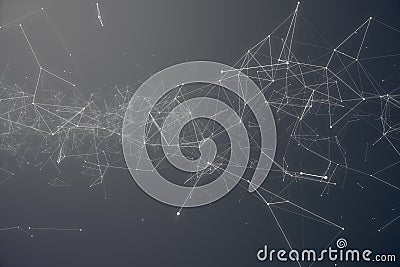 Technological Connection Futuristic Shape. Gray Dot Network. Abstract background, Gray Background. Concept of Network Stock Photo