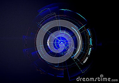 Technological future interface hud platform abstract background glitch effect technologically background , hud of cubic pixels Stock Photo