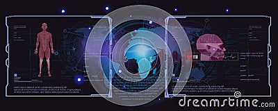 Technological futuristic cyber background. Robotics. Advanced technologies of the future. Artificial cyberintelligence. Human and Vector Illustration