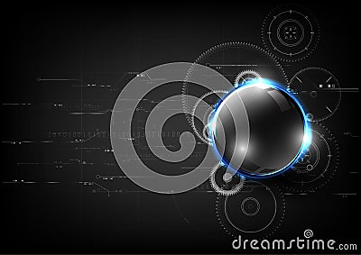 Technological global communication gear modern sphere abstract b Vector Illustration