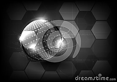 Technological global communication modern hexagon abstract back Vector Illustration