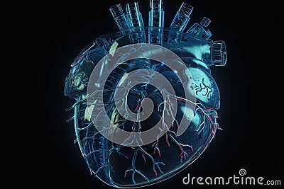 Technological heart concept for healthcare or digital motor idea. Stock Photo