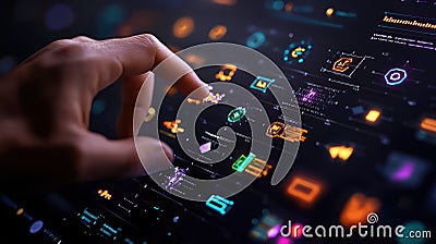 Technological Integration in Modern Business: AI, Blockchain, and Data Analytics Enhancing Productivity and Growth Stock Photo