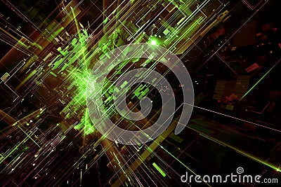 Technological network data flow abstraction, dynamic glow modern network data flow abstraction Stock Photo