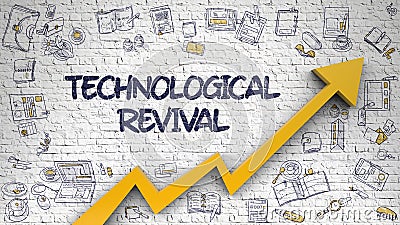 Technological Revival Drawn on White Wall. Stock Photo