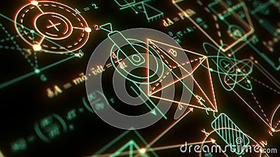 Technological scientific research.Physics and mathematics. School background.illustration Stock Photo
