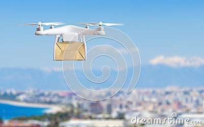 Technological shipment innovation - drone fast delivery concept Stock Photo