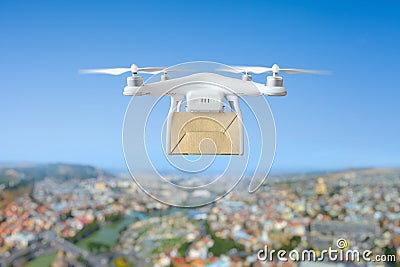 Technological shipment innovation - drone fast delivery concept Stock Photo