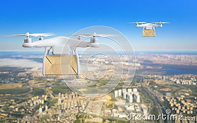 Technological shipment innovation - drone fast delivery concept Stock Photo