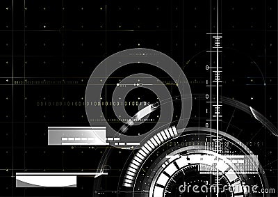 Technological space white hud vector background abstract Vector Illustration