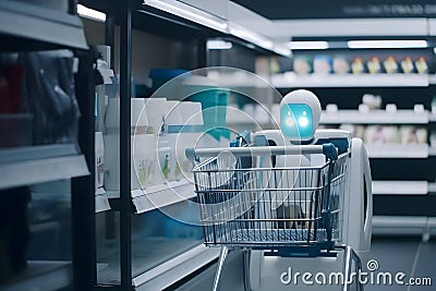 A technologically advanced machine assisting with grocery selections Stock Photo