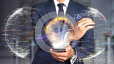 Technologie de concept d'hologramme d'homme d'affaires - gestion clips vidéos Technologie de concept d'hologramme d'homme d'affaires - gestion clips vidéos