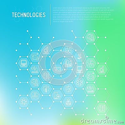 Technologies concept in honeycombs Vector Illustration
