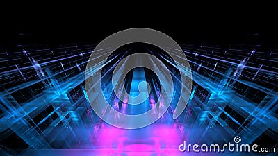 Technologies of future, cyberpunk, digital space. Data transmission and processing, glowing blocks of information. 3d render Stock Photo