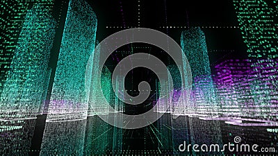 Technologii cyfrowej i biznesu pojęcia tło jaskrawy neonowy wireframe nowożytny cyfrowy centrum miasta z zdjęcie wideo Technologii cyfrowej i biznesu pojęcia tło jaskrawy neonowy wireframe nowożytny cyfrowy centrum miasta z zdjęcie wideo