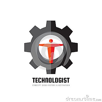 Technologist manager - vector business logo template concept illustration in flat style. Engineer people creative sign. Vector Illustration