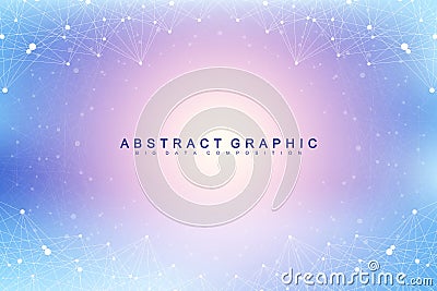 Technology abstract background with connected line and dots. Big data visualization. Artificial Intelligence and Machine Vector Illustration