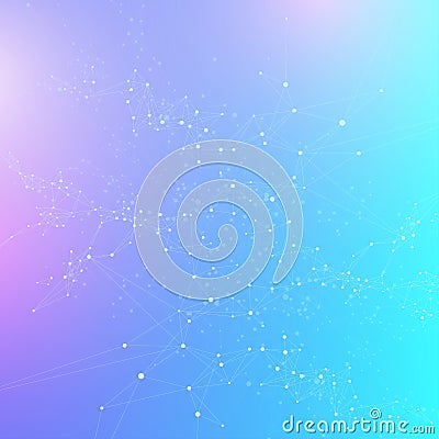 Technology abstract background with connected line and dots. Big data visualization. Perspective backdrop visualization Vector Illustration