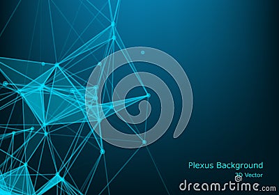 Technology abstract background with connected line and dots. Big data visualization. Perspective backdrop visualization. Vector Illustration