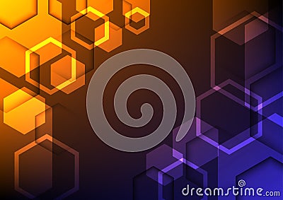 Abstract hi tech background Bright overlapping hexagons Vector Illustration