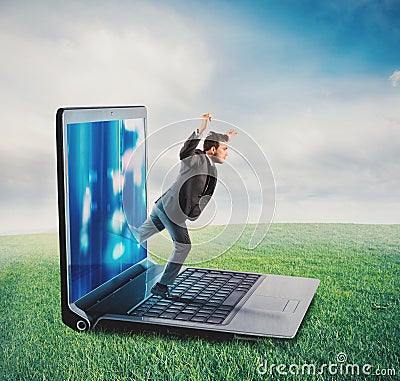 Technology addiction concept Stock Photo