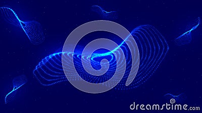Technology background. Abstract circular wave of particles. Futuristic dotted wave. Visualization of sound waves. Plexus Stock Photo