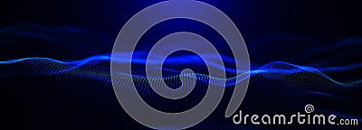Technology background. Abstract digital particle wave. Futuristic abstract waves glowing grid curves dynamic flowing Stock Photo