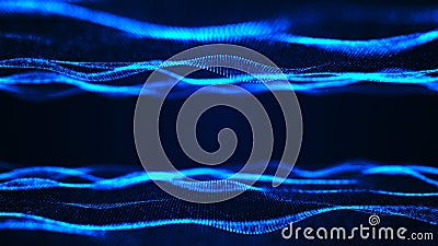 Technology background. Abstract digital particle wave. Futuristic abstract waves glowing grid curves dynamic flowing Stock Photo