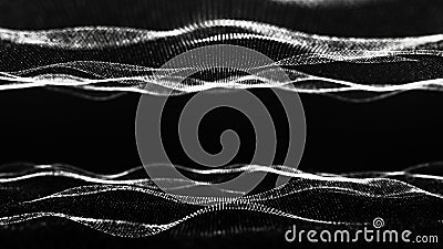 Technology background. Abstract digital particle wave. Futuristic abstract waves glowing grid curves dynamic flowing Stock Photo