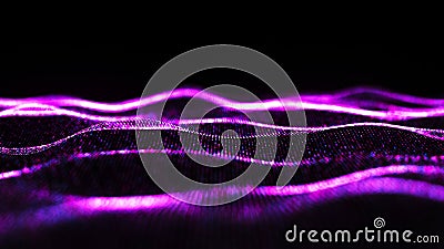 Technology background. Abstract digital particle wave. Futuristic abstract waves glowing grid curves dynamic flowing Stock Photo
