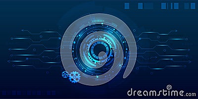 Technology backgroundabstract futuristic blue technology with circuit board and gear design Vector Illustration
